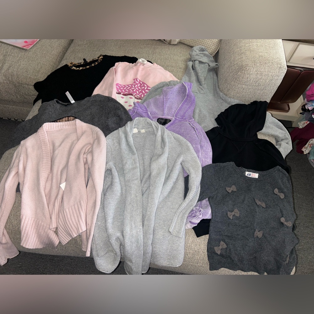 Lot of 10 different sweaters and cardigans for girls size 5/6